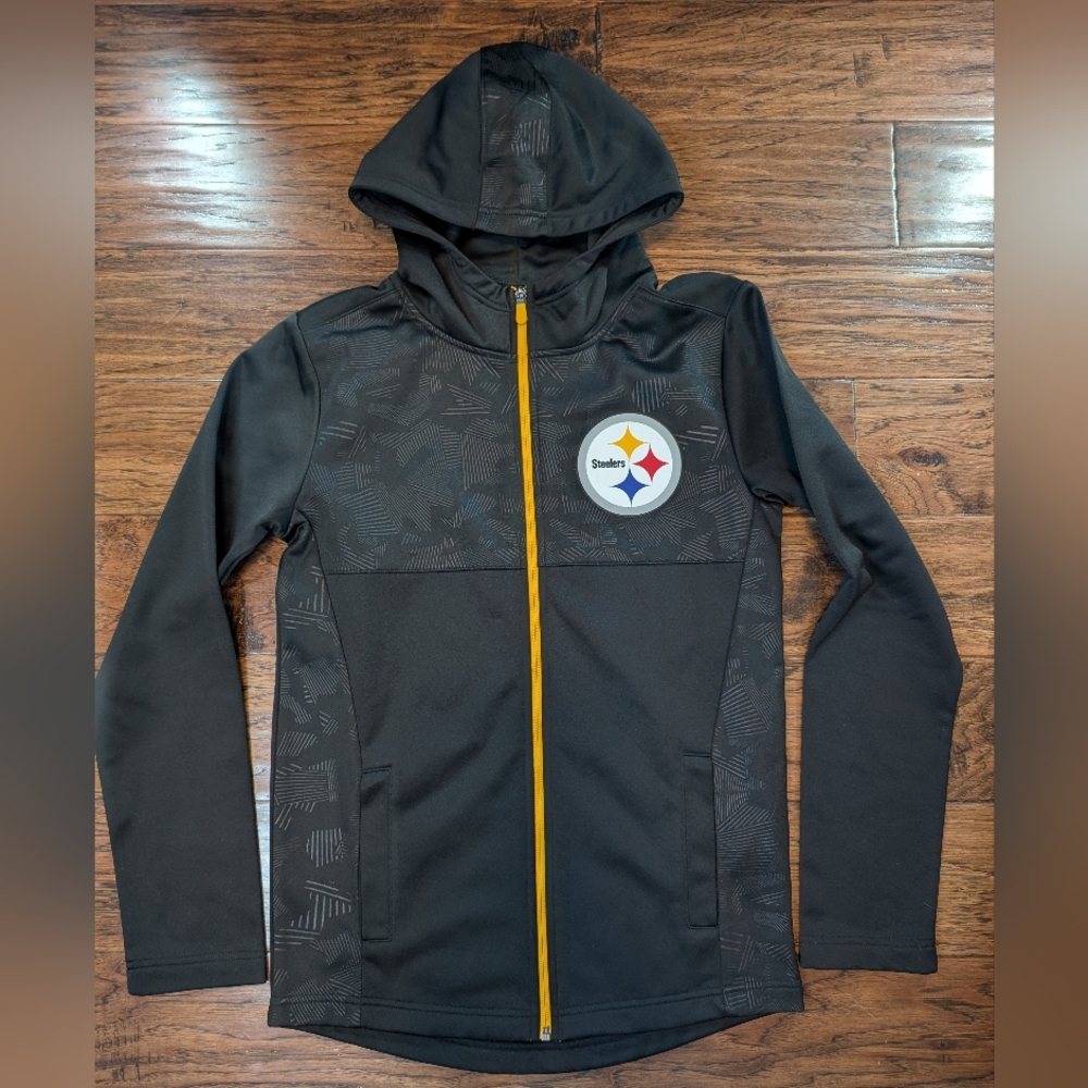 Pittsburgh Steelers Football Fanatics Black Zip  Up Lightweight Jacket Size S
